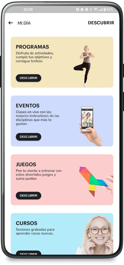 Mobile screen showing how to share and join events with other users