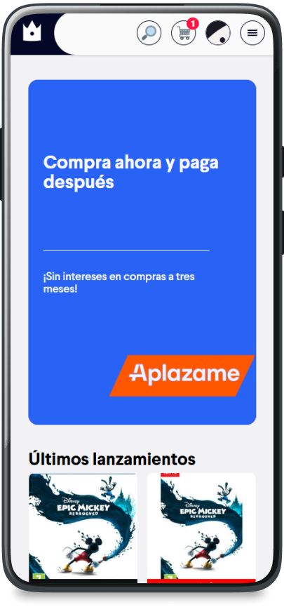 Wakkap mobile interface with buy now pay later Aplazame banner