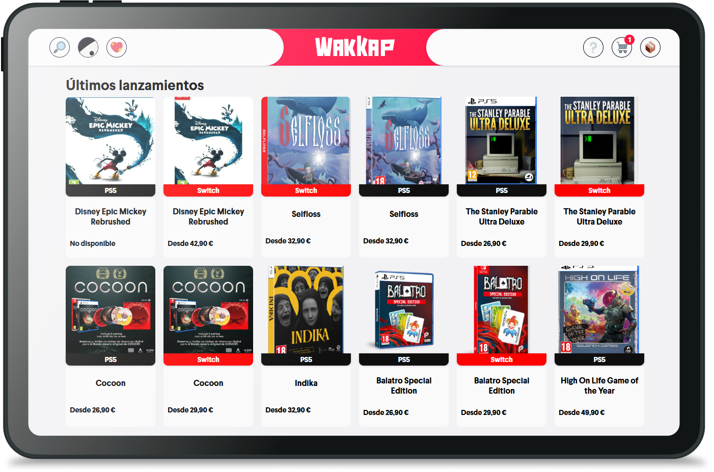 Wakkap platform showing the latest video game releases