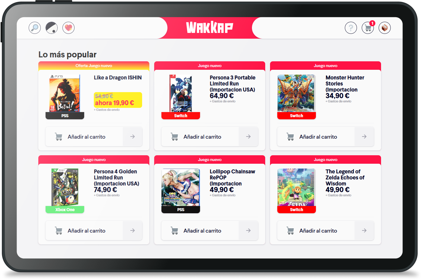 Wakkap platform showcasing most popular video games