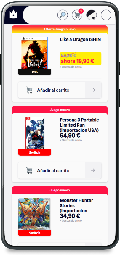 Mobile view of Wakkap with video game product offers